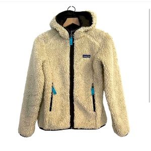 Patagonia Beige Retro Vintage Hi Pile Hooded Full Zip Cardigan Jacket Size XS